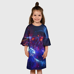 Платье клеш для девочки Абстрактное космическое пространство, цвет: 3D-принт — фото 2