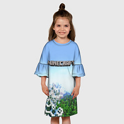 Платье клеш для девочки Зимний пейзаж - Майнкрафт, цвет: 3D-принт — фото 2