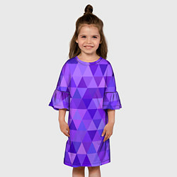 Платье клеш для девочки Фиолетовые фигуры, цвет: 3D-принт — фото 2