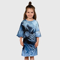 Платье клеш для девочки Морозный узор на стекле, цвет: 3D-принт — фото 2