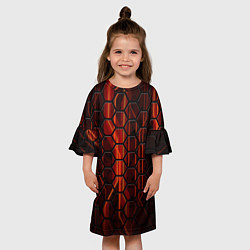 Платье клеш для девочки Соты на красном фоне, цвет: 3D-принт — фото 2