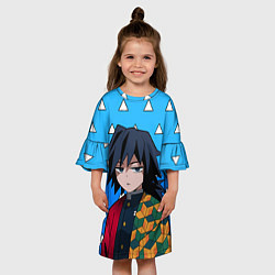 Платье клеш для девочки Гию Томиока: Мем - Градиент, цвет: 3D-принт — фото 2