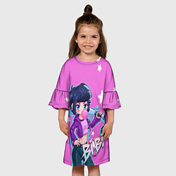 Платье клеш для девочки Биби из Бравл Старс, цвет: 3D-принт — фото 2
