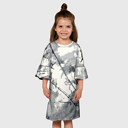 Платье клеш для девочки Белый мрамом, цвет: 3D-принт — фото 2