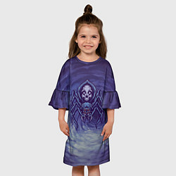 Платье клеш для девочки Смертельный паук с черепом, цвет: 3D-принт — фото 2