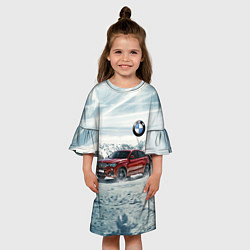 Платье клеш для девочки Крутая бэха в горах, цвет: 3D-принт — фото 2