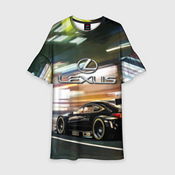 Платье клеш для девочки Lexus - скорость режим, цвет: 3D-принт
