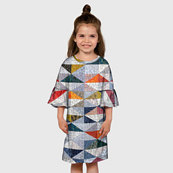 Платье клеш для девочки Каменный разноцветный паттерн, цвет: 3D-принт — фото 2