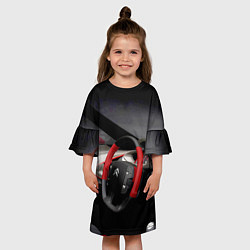 Платье клеш для девочки Ситроен - салон - Steering wheel, цвет: 3D-принт — фото 2