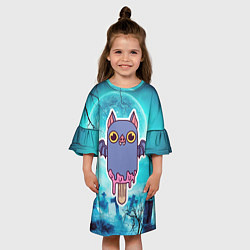 Платье клеш для девочки Летучая мышь на палочке, цвет: 3D-принт — фото 2