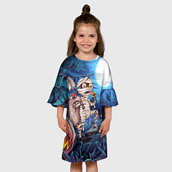Платье клеш для девочки Мумия с лопатой, цвет: 3D-принт — фото 2