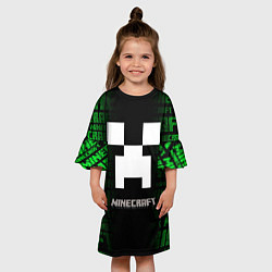 Платье клеш для девочки Minecraft - green creeper, цвет: 3D-принт — фото 2