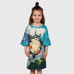 Платье клеш для девочки Flight Totoro, цвет: 3D-принт — фото 2