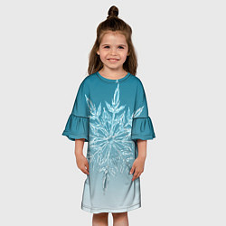 Платье клеш для девочки Резная снежинка, цвет: 3D-принт — фото 2