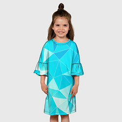 Платье клеш для девочки Легкие голубые блоки с градиентом, цвет: 3D-принт — фото 2