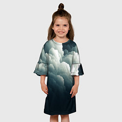 Платье клеш для девочки Темные тучи - иллюстрация, цвет: 3D-принт — фото 2