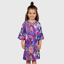 Платье клеш для девочки Multi-colored colorful patterns, цвет: 3D-принт — фото 2