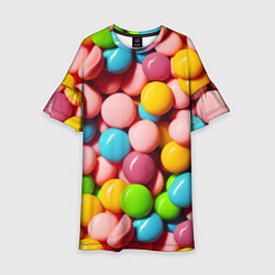 Платье клеш для девочки Много ярких конфет, цвет: 3D-принт
