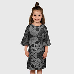 Платье клеш для девочки Абстрактные черепа пейсли, цвет: 3D-принт — фото 2