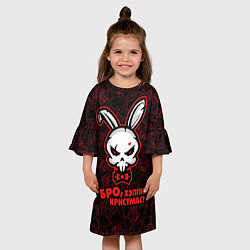 Платье клеш для девочки Бро, хэппи кристмас, адский кролик, цвет: 3D-принт — фото 2