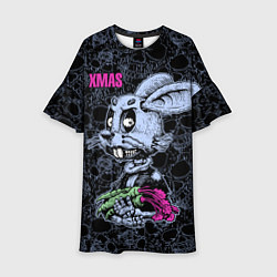 Платье клеш для девочки XMAS Zombie rabbit with carrot, цвет: 3D-принт