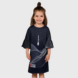 Платье клеш для девочки На правильной траектории - на черном, цвет: 3D-принт — фото 2