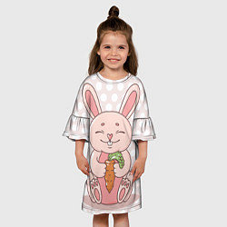 Платье клеш для девочки Милый зайчик с морковкой, цвет: 3D-принт — фото 2