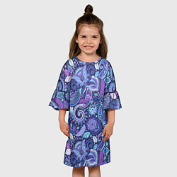 Платье клеш для девочки Индийский орнамент - Пейсли, цвет: 3D-принт — фото 2