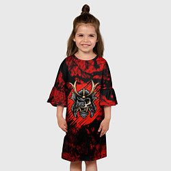 Платье клеш для девочки Самурай black red, цвет: 3D-принт — фото 2