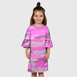 Платье клеш для девочки Милитари детский девчачий розовый, цвет: 3D-принт — фото 2