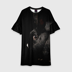 Платье клеш для девочки Чёрный большой кролик, цвет: 3D-принт