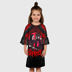 Платье клеш для девочки Slipknot black and red, цвет: 3D-принт — фото 2