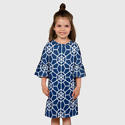 Платье клеш для девочки Синий узорчатый паттерн, цвет: 3D-принт — фото 2