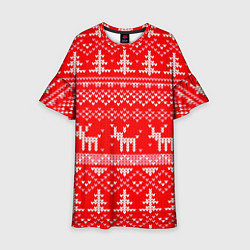 Детское платье Рождественский красный свитер с оленями