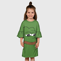 Платье клеш для девочки Лягушонок Pepe грустит, цвет: 3D-принт — фото 2