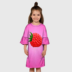 Платье клеш для девочки Ягода малинка, цвет: 3D-принт — фото 2