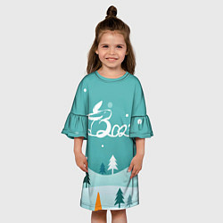 Платье клеш для девочки 2023 - новогоднее настроение, цвет: 3D-принт — фото 2