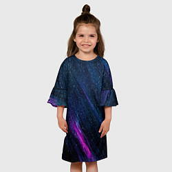 Платье клеш для девочки Звёздное абстрактное фиолетовое небо, цвет: 3D-принт — фото 2