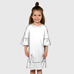 Платье клеш для девочки Кролик минимализм, цвет: 3D-принт — фото 2