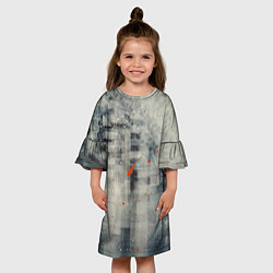 Платье клеш для девочки Серый туман и оранжевые краски, цвет: 3D-принт — фото 2