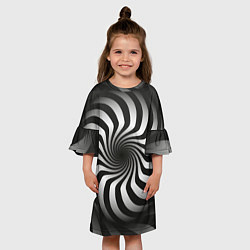 Платье клеш для девочки Объёмная спираль - оптическая иллюзия, цвет: 3D-принт — фото 2