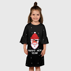 Платье клеш для девочки Дед мороз с повязкой, цвет: 3D-принт — фото 2