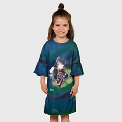 Платье клеш для девочки Скарамучча в примогеме, цвет: 3D-принт — фото 2