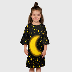 Платье клеш для девочки Полумесяц и звезды, цвет: 3D-принт — фото 2