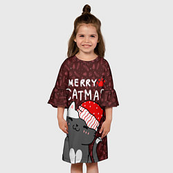 Платье клеш для девочки Кошачье рождество - 2023, цвет: 3D-принт — фото 2