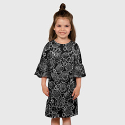 Платье клеш для девочки Чайная роза: Черно белыи принт, цвет: 3D-принт — фото 2