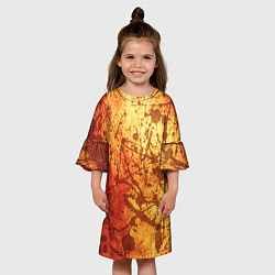 Платье клеш для девочки Текстура - Orange in dark splashes, цвет: 3D-принт — фото 2