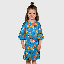 Платье клеш для девочки Животные-супергерои, цвет: 3D-принт — фото 2
