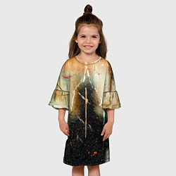 Платье клеш для девочки Туман, тени и краски, цвет: 3D-принт — фото 2
