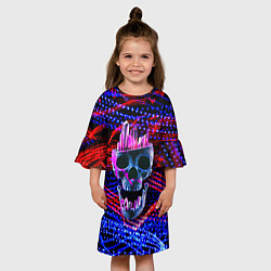 Платье клеш для девочки Черепок с кристаллами в башке, цвет: 3D-принт — фото 2